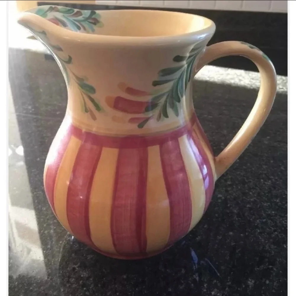 NWOT Retired Southern Living Gail Pittman Sienna Pitcher Yellow Red Farmhouse